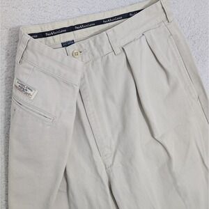 Polo Ralph Lauren Pants Mens 36x30 Khaki Andrew Chino Pleated Classic Cotton